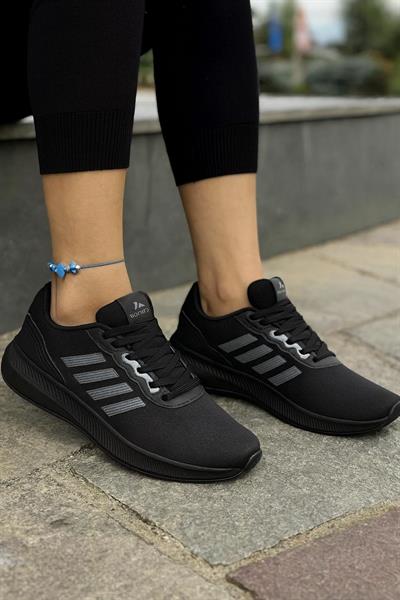Unisex Fuspetli Poli Taban Spor Ayakkabı-Siyah-Füme