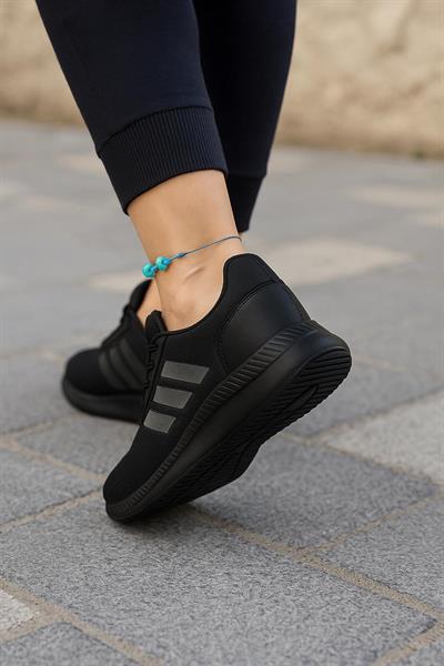 Unisex Fuspetli Poli Taban Spor Ayakkabı-Siyah-Füme