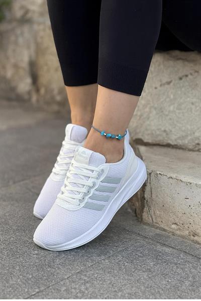Unisex Fuspetli Poli Taban Spor Ayakkabı-Beyaz