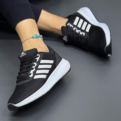 Unisex Fuspetli Poli Taban Spor Ayakkabı-Siyah-Beyaz