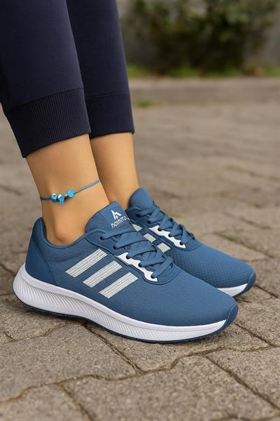Unisex Fuspetli Poli Taban Spor Ayakkabı-Mavi