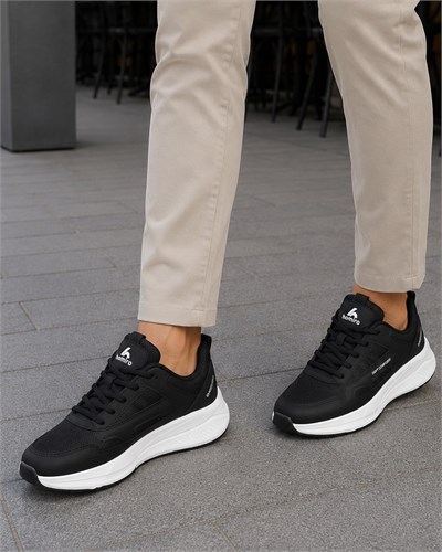 Unisex Fuspetli Spor Ayakkabı - Siyah Beyaz