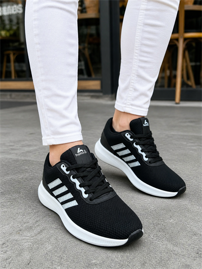 Unisex Fuspetli Spor Ayakkabı-Siyah-Beyaz