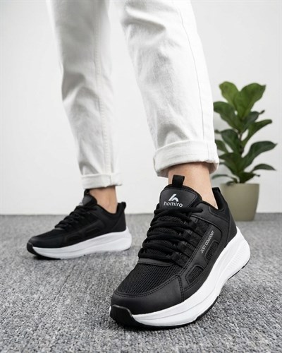 Unisex Fuspetli Spor Ayakkabı - Siyah Beyaz