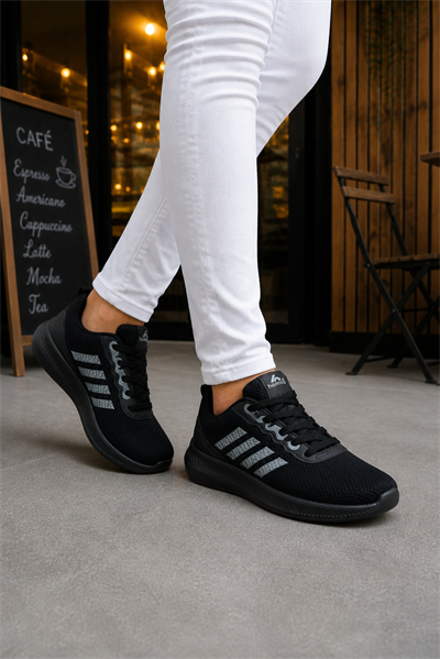 Unisex Fuspetli Spor Ayakkabı-Siyah-Füme
