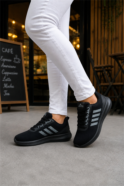 Unisex Fuspetli Spor Ayakkabı-Siyah-Füme