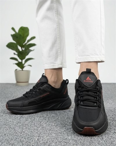 Unisex Fuspetli Spor Ayakkabı - Siyah Kırmızı