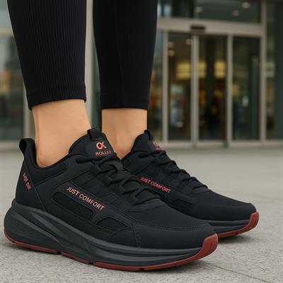 Unisex Fuspetli Su Geçirmez Spor Ayakkabı - Siyah Kırmızı