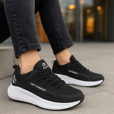 Unisex Fuspetli Su Geçirmez Spor Ayakkabı - Siyah Beyaz