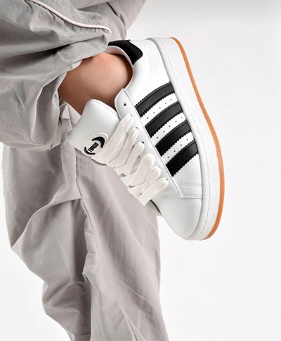 Unisex Klasik Bağcıklı Ortopedik Spor Sneaker Ayakkabı-Beyaz-Siyah