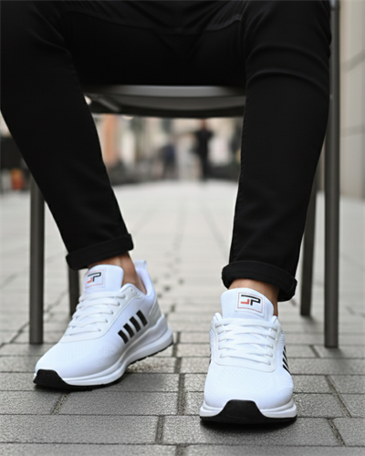Unisex Micro Taban Fuspetli Spor Ayakkabı-Beyaz-Siyah
