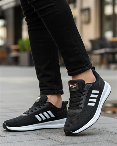 Unisex Micro Taban Fuspetli Spor Ayakkabı-Siyah-Beyaz