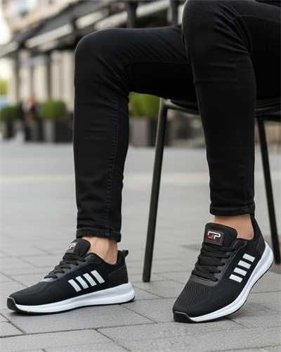 Unisex Micro Taban Fuspetli Spor Ayakkabı-Siyah-Beyaz