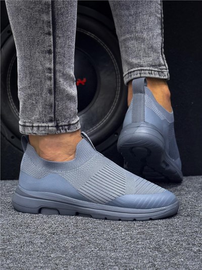 Unisex Ortopedik Bağcıksız Triko Spor Ayakkabı-Füme