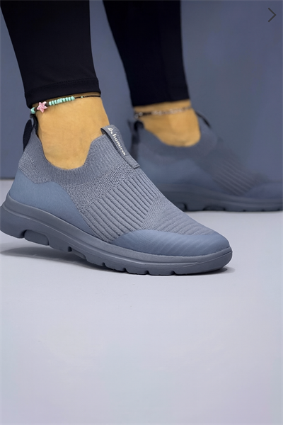 Unisex Ortopedik Bağcıksız Triko Spor Ayakkabı-Füme