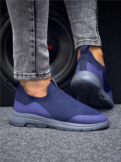 Unisex Ortopedik Bağcıksız Triko Spor Ayakkabı-Lacivert