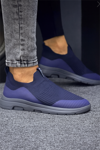 Unisex Ortopedik Bağcıksız Triko Spor Ayakkabı-Lacivert