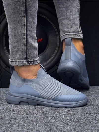 Unisex Ortopedik Bağcıksız Triko Spor Ayakkabı-Füme