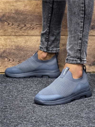 Unisex Ortopedik Bağcıksız Triko Spor Ayakkabı-Füme