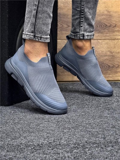 Unisex Ortopedik Bağcıksız Triko Spor Ayakkabı-Füme
