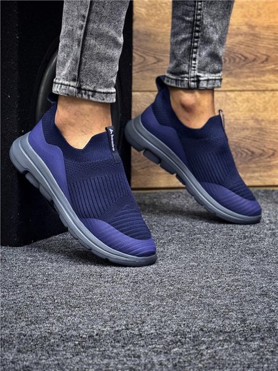 Unisex Ortopedik Bağcıksız Triko Spor Ayakkabı-Lacivert