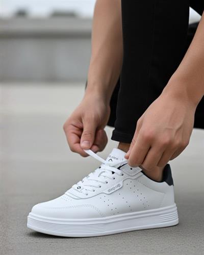 Unisex Ortopedik Faylon Sararmaz Taban Spor Ayakkabı - Beyaz Laci