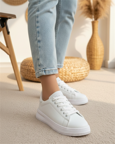 Unisex Ortopedik Rahat Spor Ayakkabı - Beyaz 