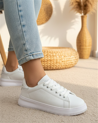 Unisex Ortopedik Rahat Spor Ayakkabı - Beyaz 