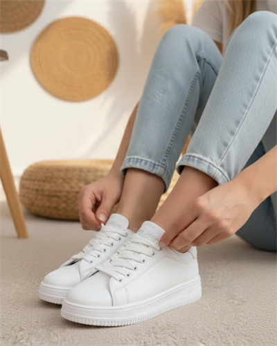 Unisex Ortopedik Rahat Spor Ayakkabı - Beyaz 