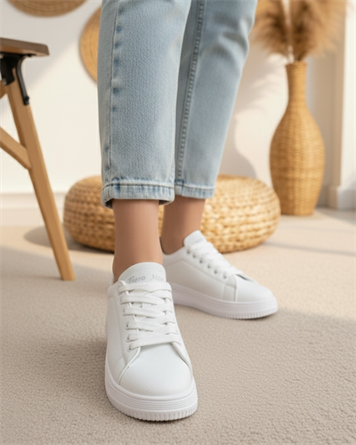 Unisex Ortopedik Rahat Spor Ayakkabı - Beyaz 