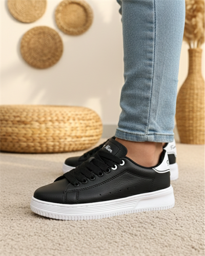 Unisex Ortopedik Rahat Spor Ayakkabı - Siyah Beyaz