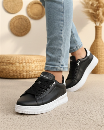 Unisex Ortopedik Rahat Spor Ayakkabı - Siyah Beyaz