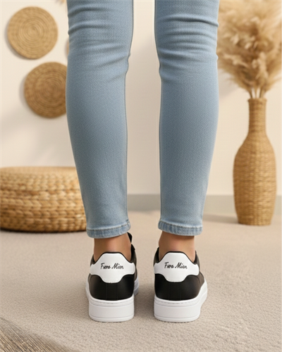 Unisex Ortopedik Rahat Spor Ayakkabı - Siyah Beyaz