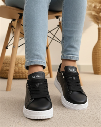 Unisex Ortopedik Rahat Spor Ayakkabı - Siyah Beyaz
