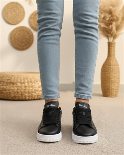 Unisex Ortopedik Rahat Spor Ayakkabı - Siyah Beyaz