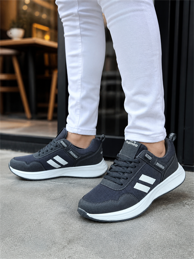 Unisex  Poli Taban Spor Sneaker Ayakkabı-Füme-Beyaz