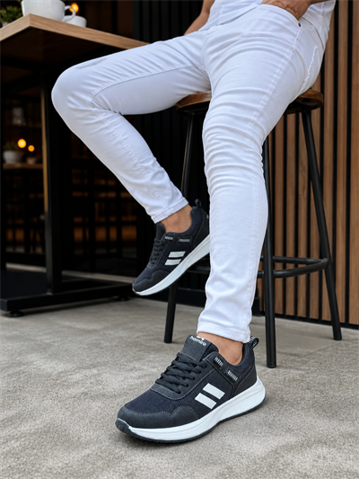 Unisex  Poli Taban Spor Sneaker Ayakkabı-Füme-Beyaz
