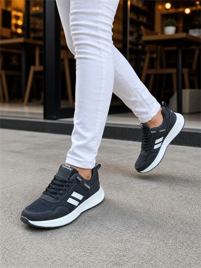Unisex  Poli Taban Spor Sneaker Ayakkabı-Füme-Beyaz