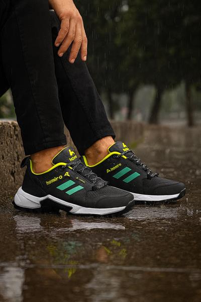Unisex Su Geçirmez Poli Taban Spor Ayakkabı-Siyah-Yeşil