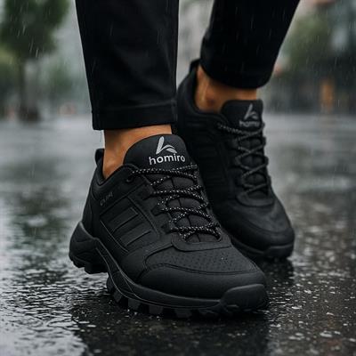 Unisex Su Geçirmez Poli Taban Spor Ayakkabı-Siyah