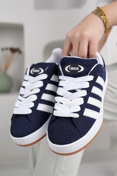 Unisex Klasik Bağcıklı Ortopedik Spor Sneaker Ayakkabı-Lacivert