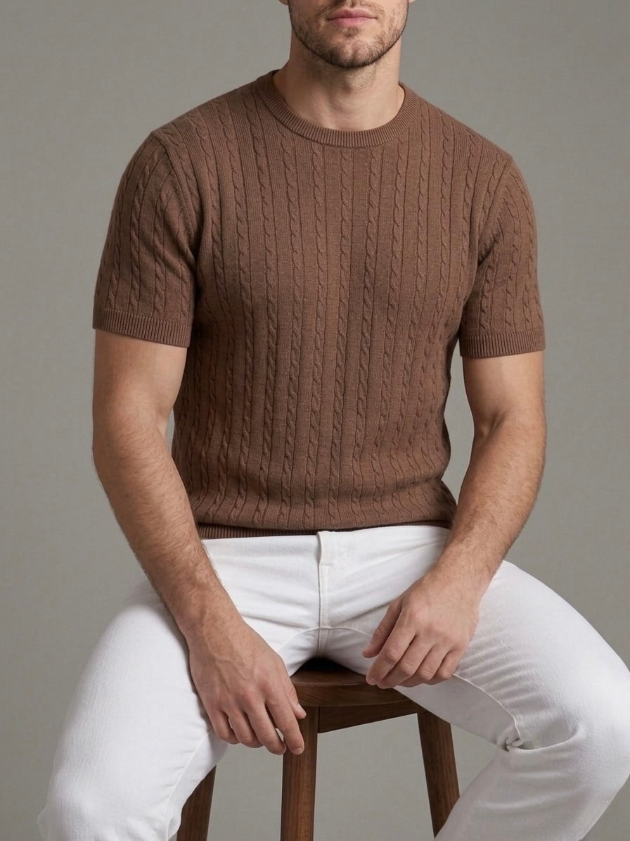 Homiro.com.tr'de erkekler için kahverengi fitilli triko slim fit t-shirtleri bulabilirsiniz. Kaliteli ve şık tasarımlarla dikkat çeken ürünlerimiz, gardırobunuza şıklık katacak. Hemen inceleyin!
