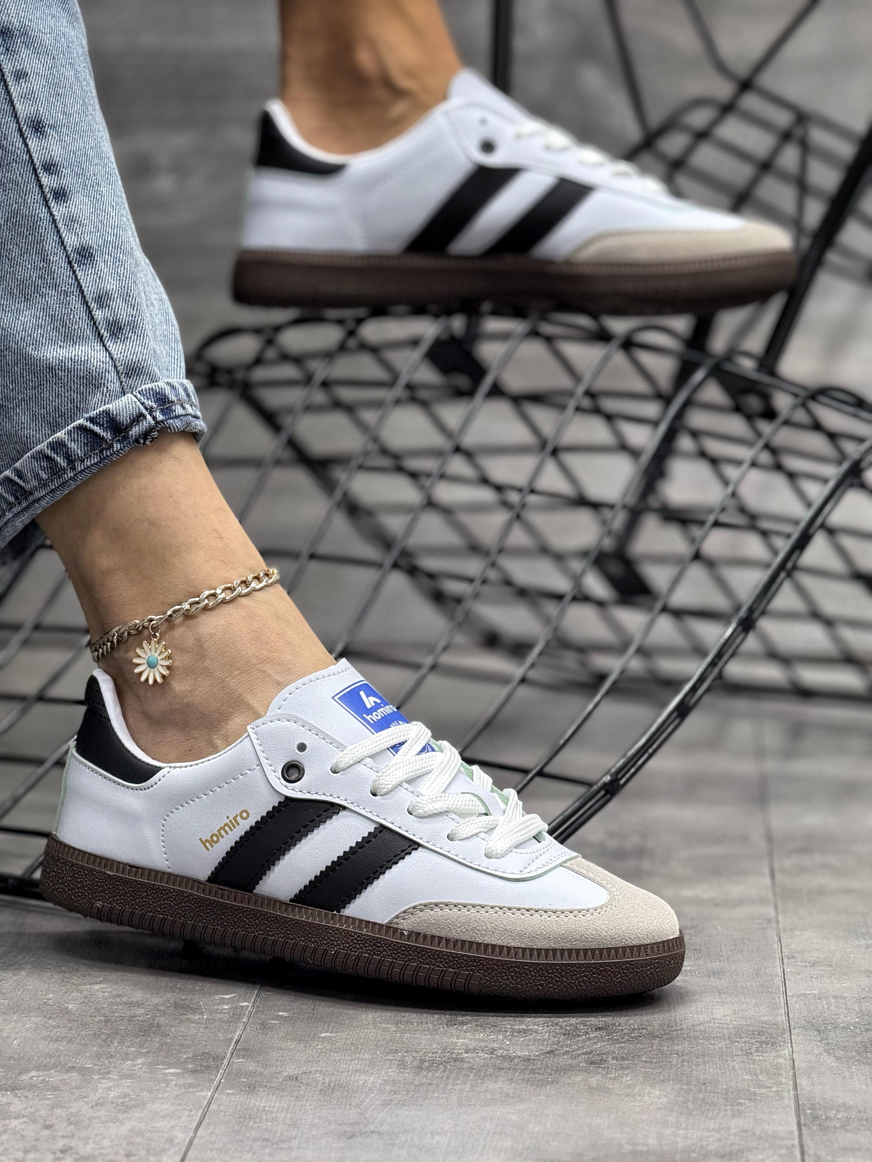 Bağcıklı Unisex Spor Sneaker Ayakkabı-Beyaz-Siyah