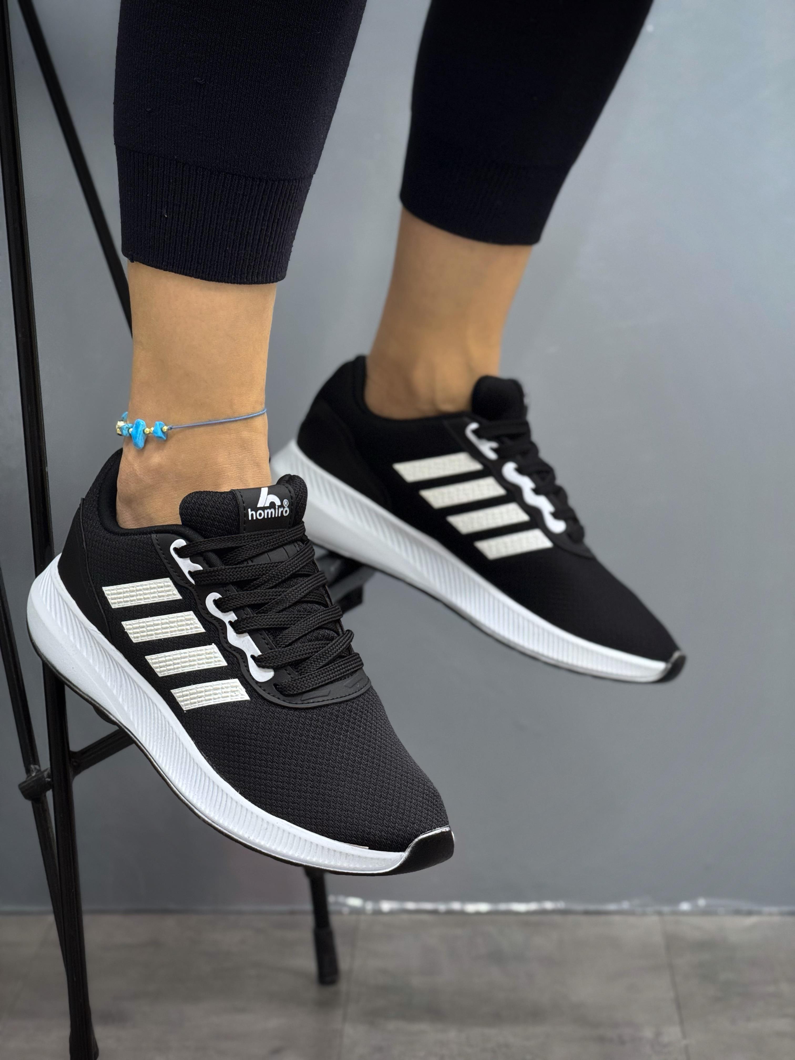 Unisex Fuspetli Poli Taban Spor Ayakkabı-Siyah-Beyaz