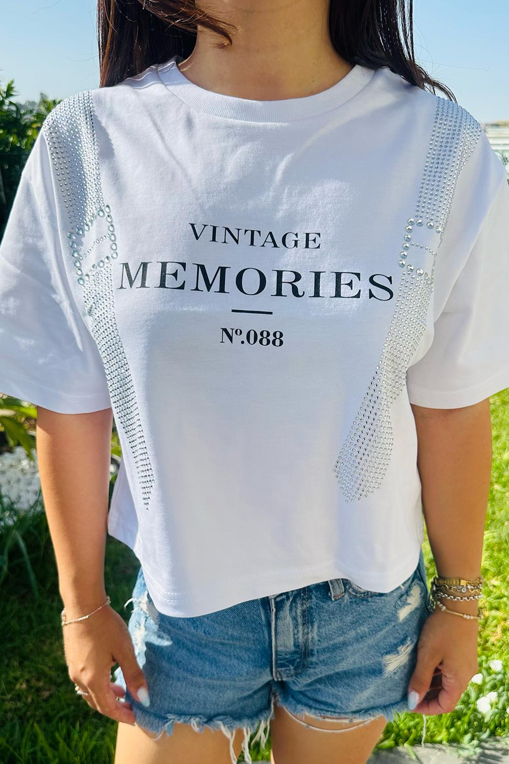 Liara Taş ve Baskı Detaylı T-shirt
