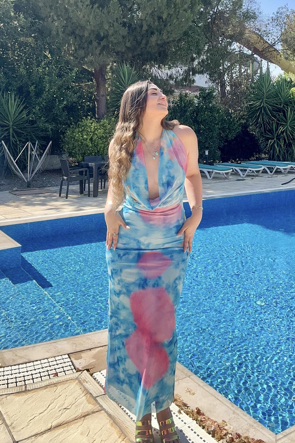 Azul Degaje Yaka Elbise