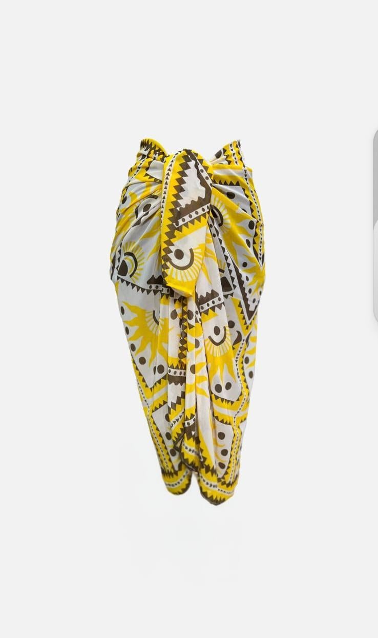 Bali Belden Bağlamalı Desenli Şifon Pareo