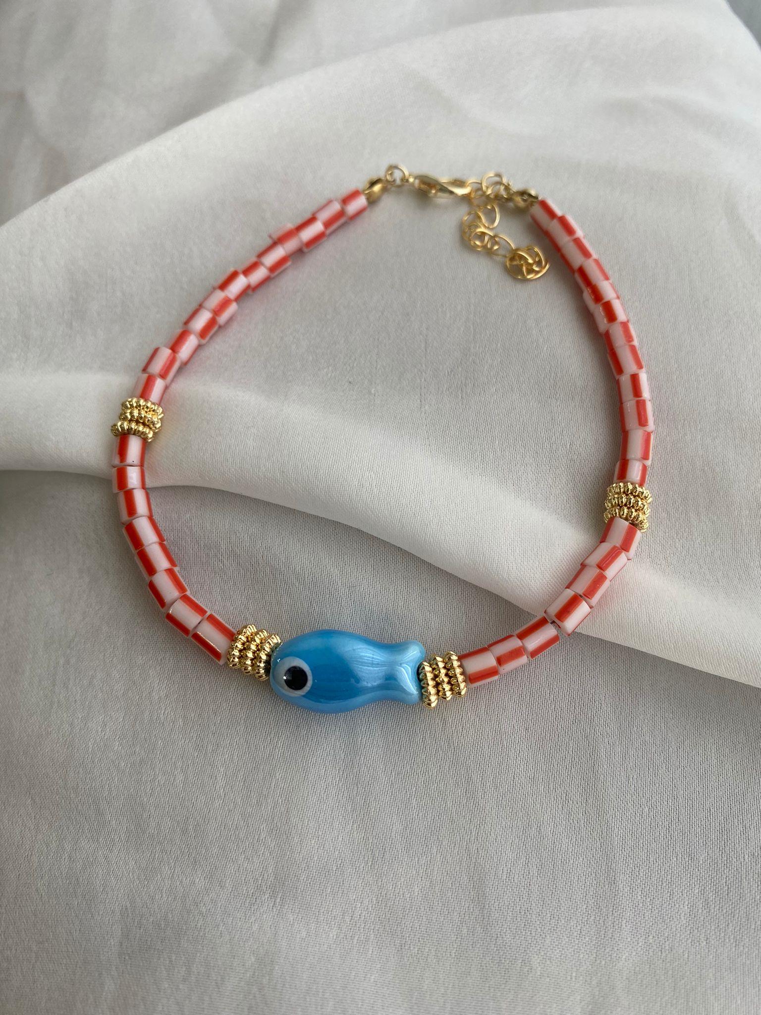 Cam Balık Detay Turuncu Fimo Halhal