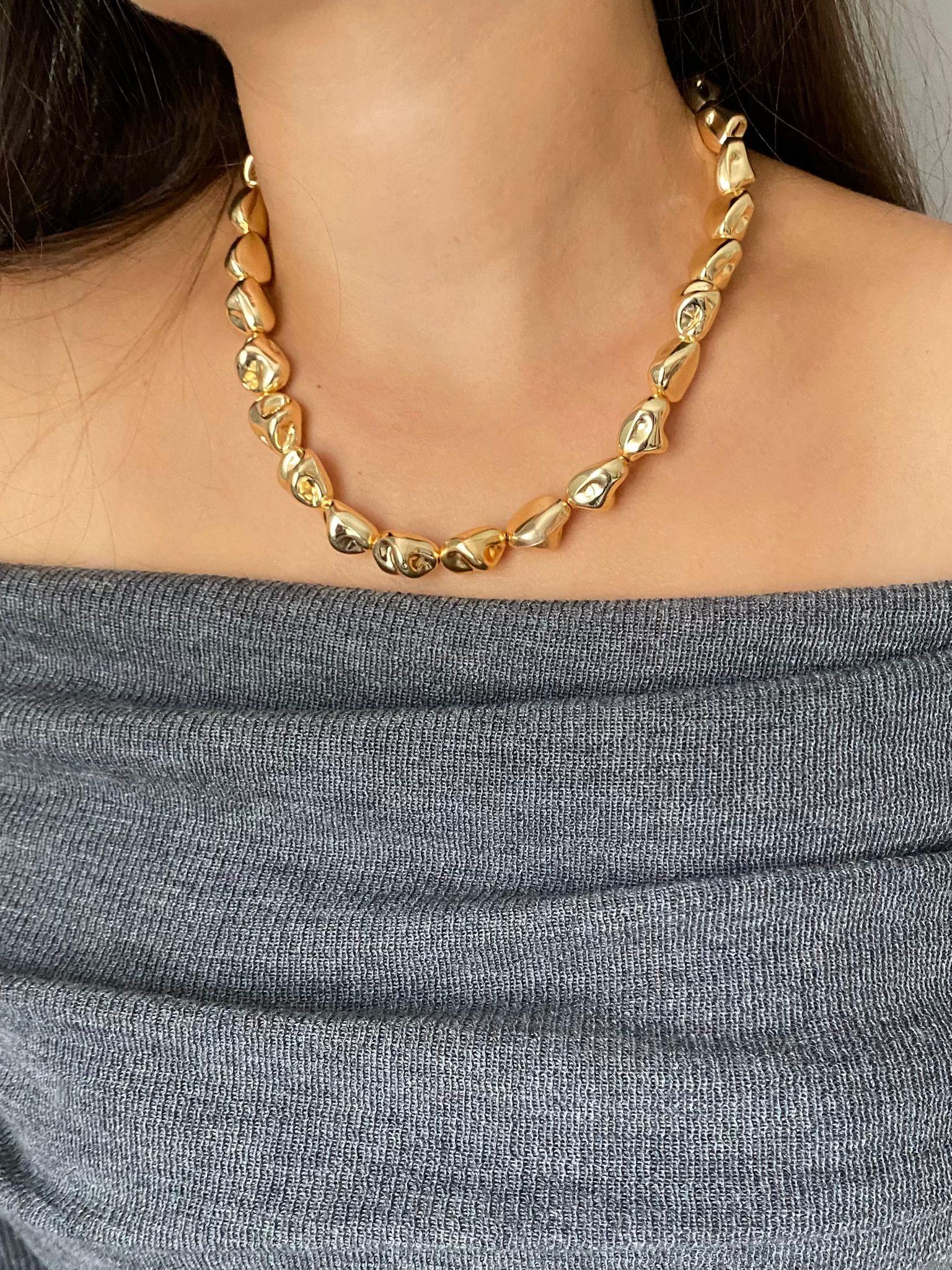 Gold Çakıl Taşı Kolye