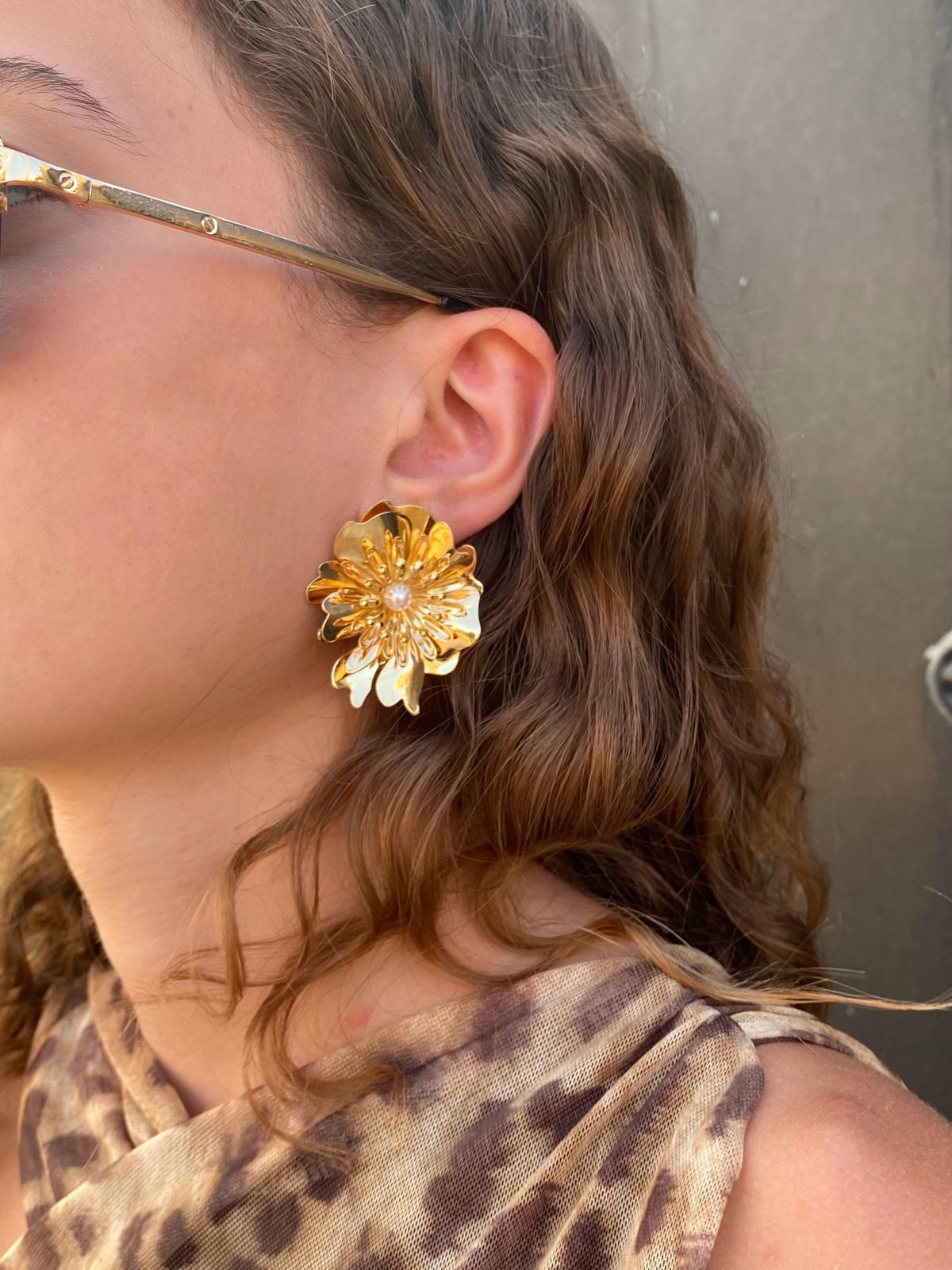 İnci Detay Gold Vintage Küpe